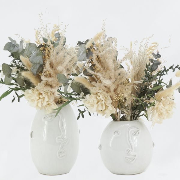 Vases visage en céramique blanche (Lot de 2) - AUBRY GASPARD