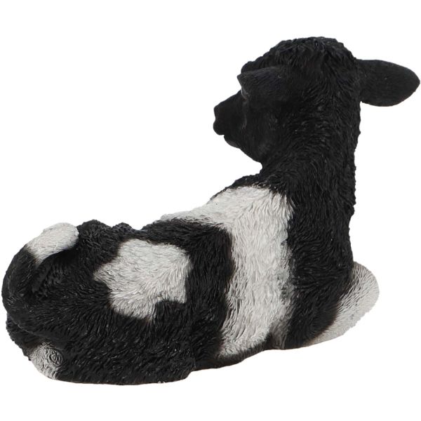 Veau noir et blanc couché en résine - 8
