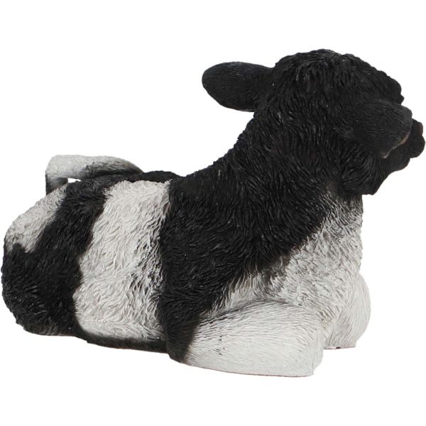 Veau noir et blanc couché en résine - 5