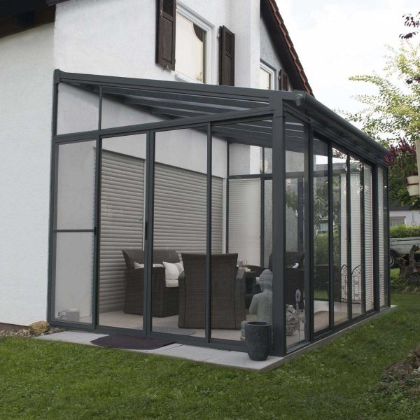 Véranda en aluminium gris et polycarbonate SanRemo - 6