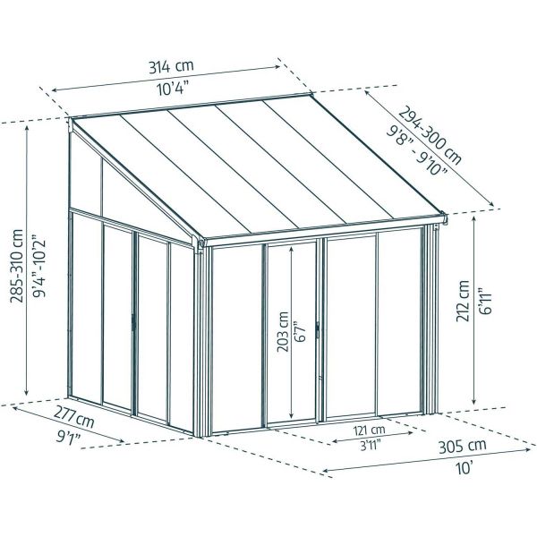 Véranda en aluminium gris et polycarbonate SanRemo - PAA-0388