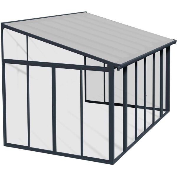 Véranda en aluminium gris et polycarbonate SanRemo