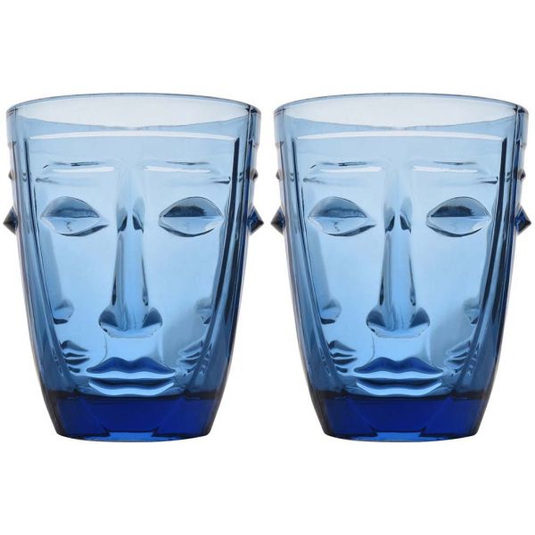 Verre à eau Visage bleu