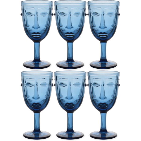 Verre à pied Visage bleu