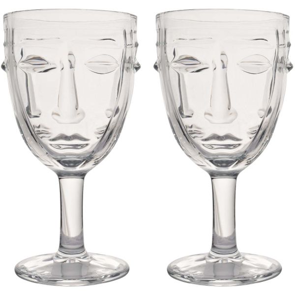 Verre à pied Visage transparent 8 x 16.5 cm
