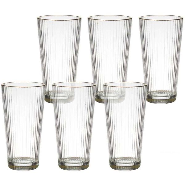 Verres striés liseré doré (Lot de 6)