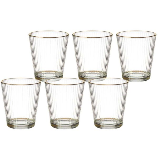Verres striés liseré doré (Lot de 6)