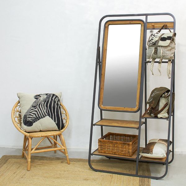 Vestiaire en pin et métal avec miroir - AUBRY GASPARD