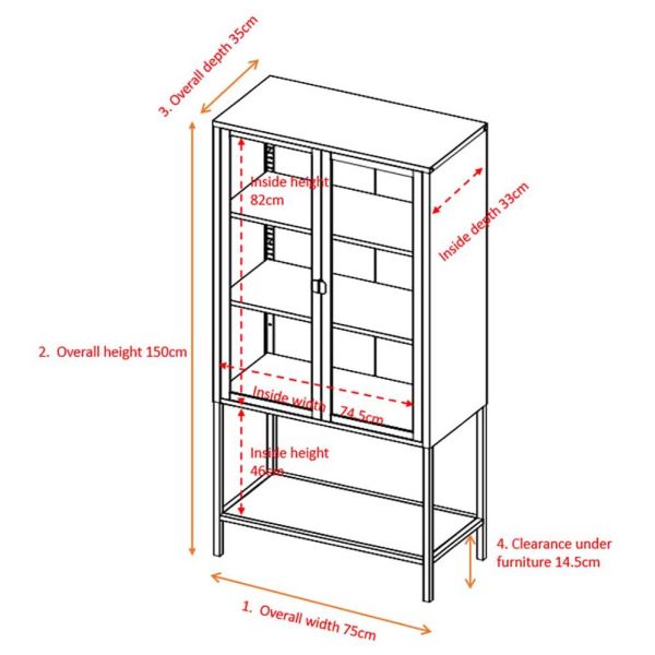 Vitrine en acier 2 portes Misha - VEN-0435