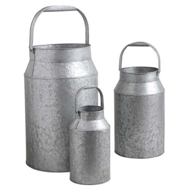 Bidon à lait en zinc lourd (Lot de 3)