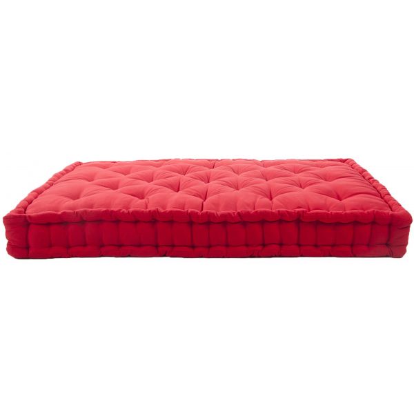 Coussin de palette en coton coloré 120 x 80 cm (rouge)