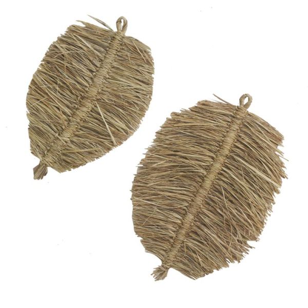 Décorations murales en jute naturel Feuille (lot de 2)