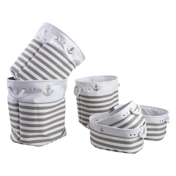 3 paniers à linge + 3 corbeilles en coton (Lot de 6)