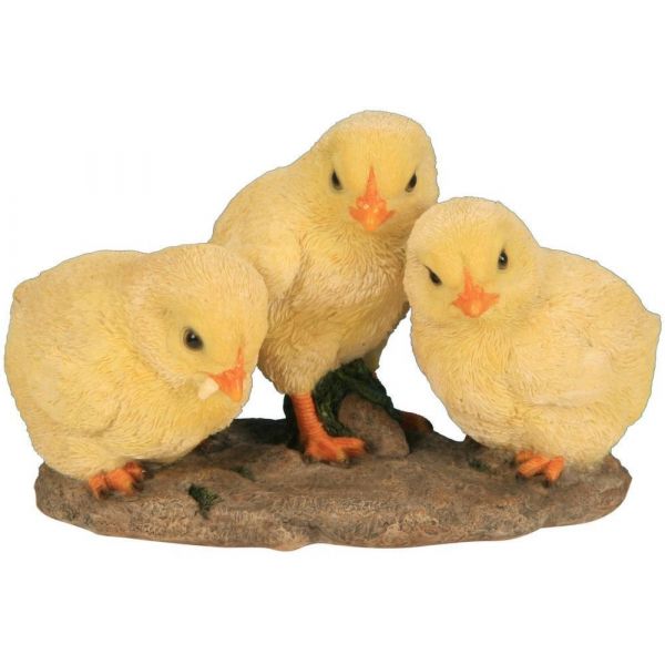 3 poussins résine 19 cm