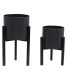 Cache-pots en métal noir Graph (Lot de 2)