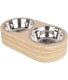 Double gamelle chien et chat bois naturel (Taille 2)