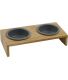 Gamelle double avec support en pin (Gris)