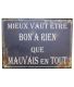 Plaque en métal humour 21 x 15 cm (Mieux vaut être bon à rien…)
