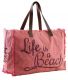 Sac en coton décor Life is a beach (Rose)