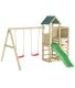 Structure de jeux en bois avec balançoires et toboggan Chester
