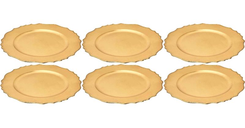 Assiette dorée en verre Royal (Lot de 6) Assiette plate - 21 cm