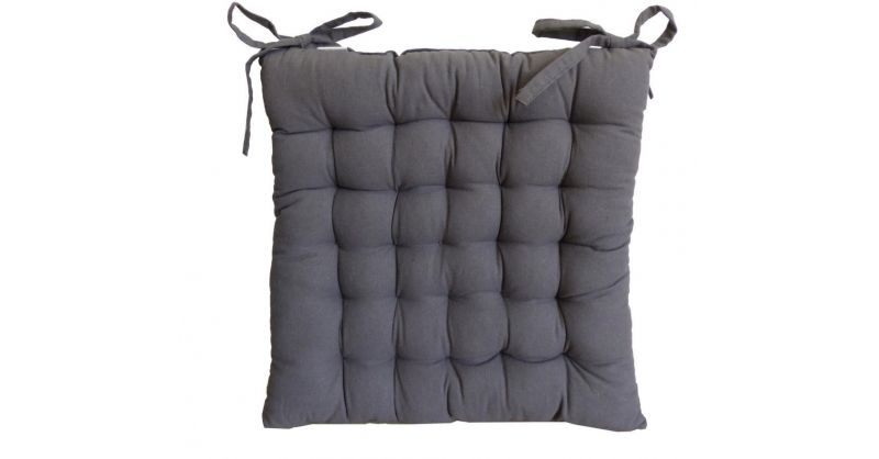 Galette de Chaise gris- 100% coton — Coussins de jardin