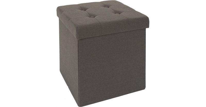 Pouf coffre carré pliable eleonor (gris)