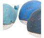 Baleines en bois blanc et bleu effet vieilli (Lot de 3) - 5