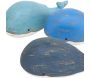 Baleines en bois blanc et bleu effet vieilli (Lot de 3) - BATELA