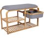 Banc en bambou avec étagères et panier de rangement Dure - 169