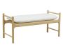 Banc en bois avec coussin en coton blanc