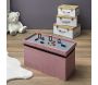 Banc coffre pliable en velours couvercle compatible briques de construction - THE HOME DECO KIDS