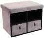 Banc pliable en velours avec tiroirs et rangements