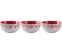 Bol en grès blanc avec coeur rouge (Lot de 3)