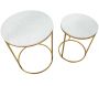 Bout de canapé en métal plateau imitation marbre Couple (Lot de 2) - 179
