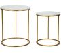Bout de canapé en métal plateau imitation marbre Couple (Lot de 2)