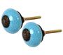 Bouton de porte rond effet craquelé bleu (Lot de 2)