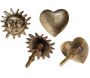 Boutons de porte coeur et soleil en laiton recyclé (Lot de 4)