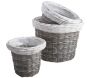 Cache-pots en osier gris et blanc (lot de 3)