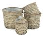 Cache pot rond en osier gris (Lot de 5)