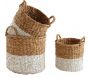 Cache-pots en jonc de mer naturel et blanc (lot de 3)