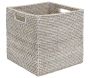 Cache-pots carrés en rotin patiné blanc (lot de 2)