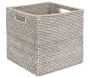 Cache-pots carrés en rotin patiné blanc (lot de 3) - AUB-5326