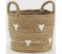 Cache-pots en abaca naturel et triangles blancs (lot de 3) - AUB-6280