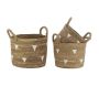 Cache-pots en abaca naturel et triangles blancs (lot de 3)