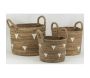 Cache-pots en abaca naturel et triangles blancs (lot de 3) - AUBRY GASPARD