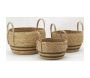 Cache-pots en jonc naturel et coton brun - AUB-6266