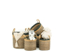 Cache-pots en jonc naturel brun et noir - AUBRY GASPARD