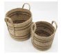 Cache-pots en jonc naturel et coton brun (lot de 2) - AUBRY GASPARD