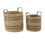 Cache-pots en jonc naturel et coton brun (lot de 2)